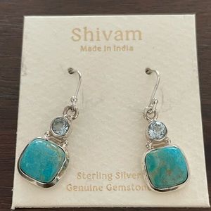 925‎ sterling silver Blue Turquoise Drop Earring NWT